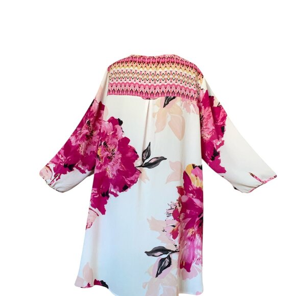 Fig and Flower Women's Pink Floral Tunic Top, Size 2X EUC - Picture 2 of 7